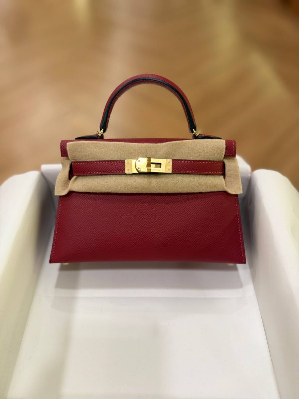 Hermes Mini Kelly 20 Rouge H Epsom Leather GHW
