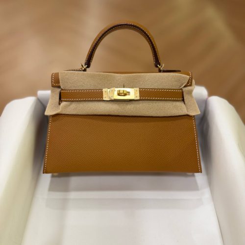 Hermes Mini Kelly 20 Sellier Gold Epsom Leather GHW