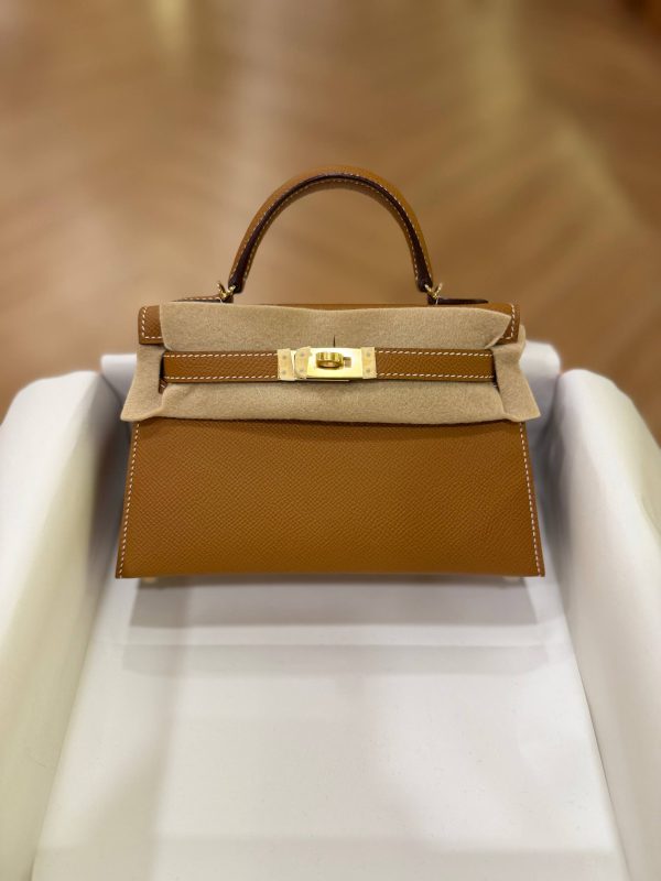 Hermes Mini Kelly 20 Sellier Gold Epsom Leather GHW