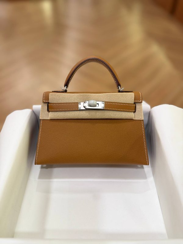 Hermes Mini Kelly 20 Sellier Gold Epsom Leather SHW