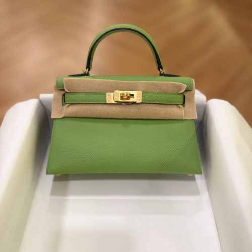 Hermes Mini Kelly 20 Vert Criquet Epsom Leather GHW