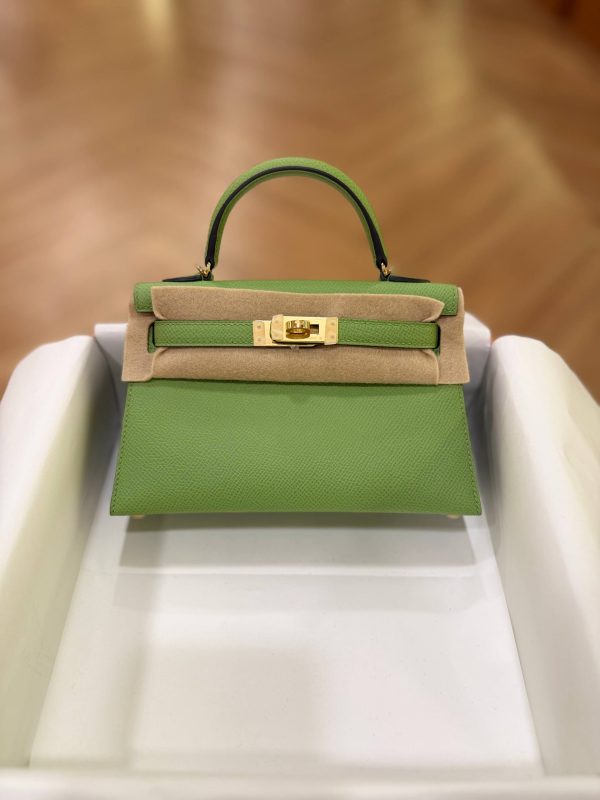 Hermes Mini Kelly 20 Vert Criquet Epsom Leather GHW