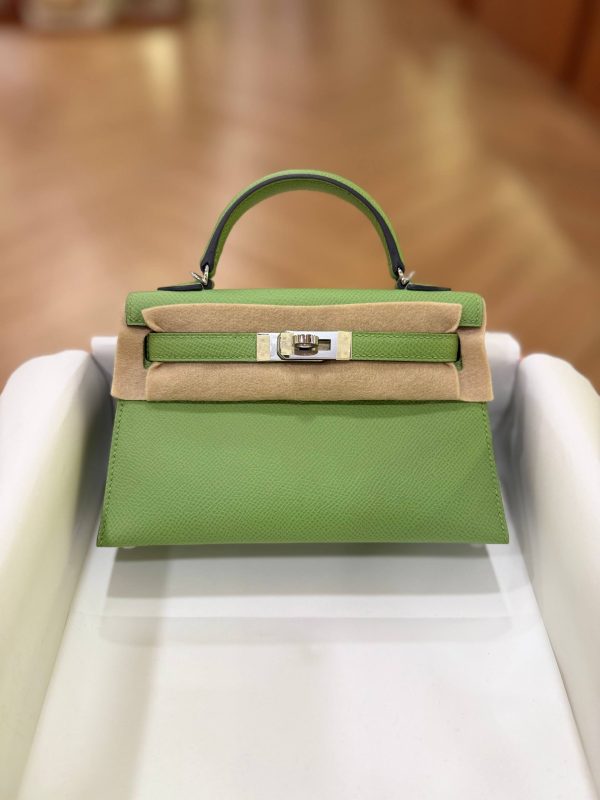Hermes Mini Kelly 20 Vert Criquet