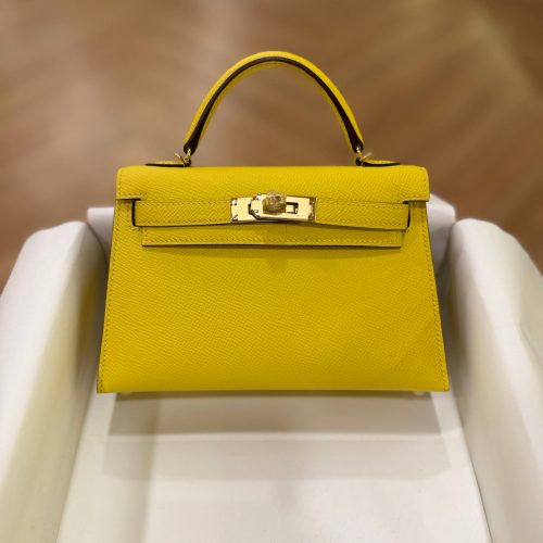 Hermes Mini Kelly 20 Vibrant Lime Yellow Epsom Leather GHW