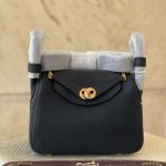 Hermes Mini Lindy Bag In Black Taurillon Clemence Leather