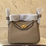 Hermes Mini Lindy Bag In Gris Asphalt Verso Taurillon Clemence Leather