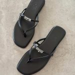 Hermes Miss Sandal Black Calfskin Leather With Mini Kelly Buckle