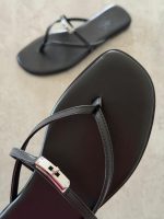 Hermes Miss Sandal Black Calfskin Leather With Mini Kelly Buckle