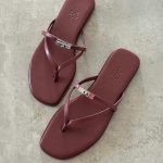 Hermes Miss Sandal Burgundy Calfskin Leather With Mini Kelly Buckle