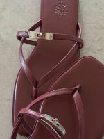 Hermes Miss Sandal Burgundy Calfskin Leather With Mini Kelly Buckle
