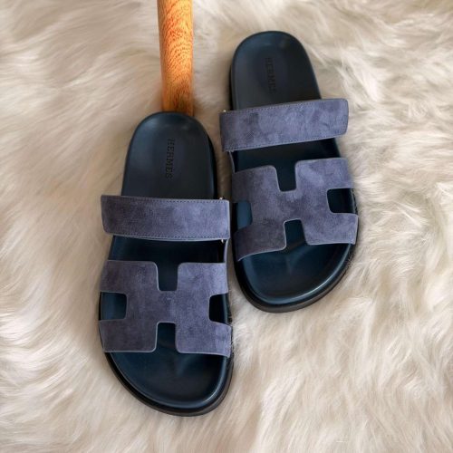 Hermes Navy Blue Chypre Sandals