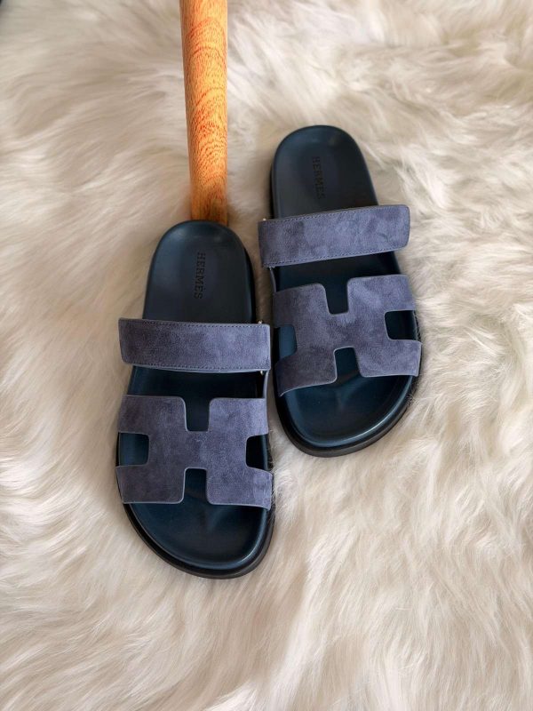 Hermes Navy Blue Chypre Sandals