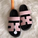 Hermes Pink Chypre Sandals In Calfskin Leather Rubber Sole