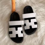 Hermes White Chypre Sandals In Calfskin Leather