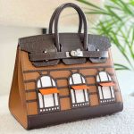 Hermes Faubourg Day Birkin Sellier 20 Gold Madame Calfskin Ebene Matte Alligator Epsom Bag