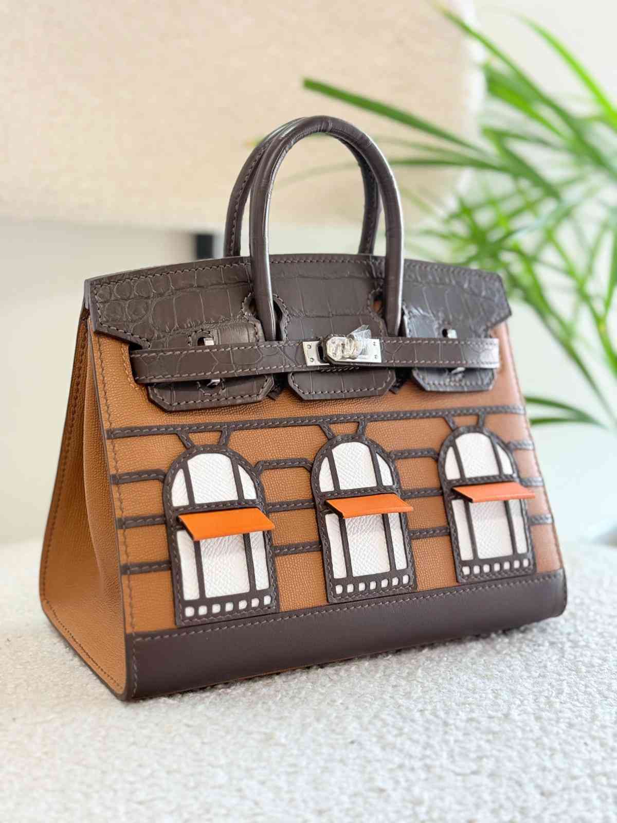 HermesFaubourgDayBirkinSellier20GoldMadameCalfskinEbeneMatteAlligatorEpsomBag Hermes Faubourg Day Birkin Sellier 20 Gold Madame Calfskin Ebene Matte Alligator Epsom Bag - Image 1