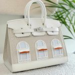 Hermes Faubourg House Birkin Sellier 20 White Togo Leather Beton Matte Alligator Bag