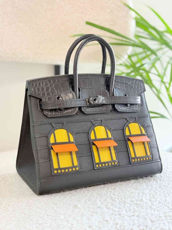 Hermes Faubourg Midnight Birkin Sellier 20 Black Madame Calfskin Matte Alligator Bag
