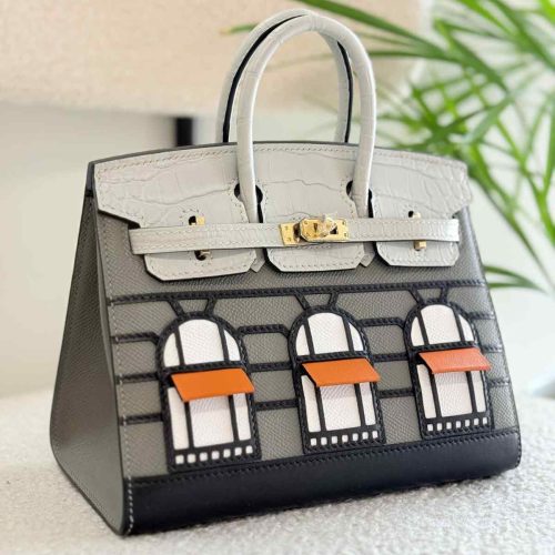 Hermes Faubourg Rainy Days Birkin Sellier 20 Gris Misty Madame Calfskin Gris Ciment Matte Alligator Bag