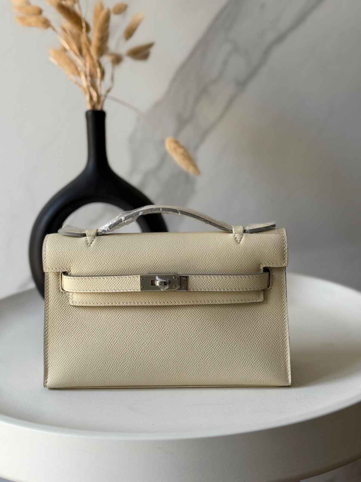 HermesKellyPochetteNataSwiftLeatherBag Hermes Kelly Pochette Nata Swift Leather Bag - Image 1