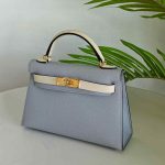 Hermes Mini Kelly Sellier 20 Bleu Pale & Nata Epsom Leather Bag