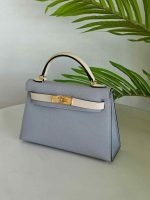 Hermes Mini Kelly Sellier 20 Bleu Pale & Nata Epsom Leather Bag