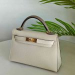 Hermes Mini Kelly Sellier 20 Craie & Nata Epsom Leather Bag