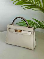 Hermes Mini Kelly Sellier 20 Craie & Nata Epsom Leather Bag