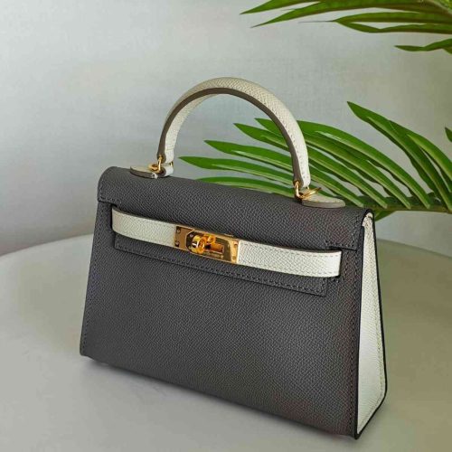 Hermes Mini Kelly Sellier 20 Gris Meyer & Craie Epsom Leather Bag