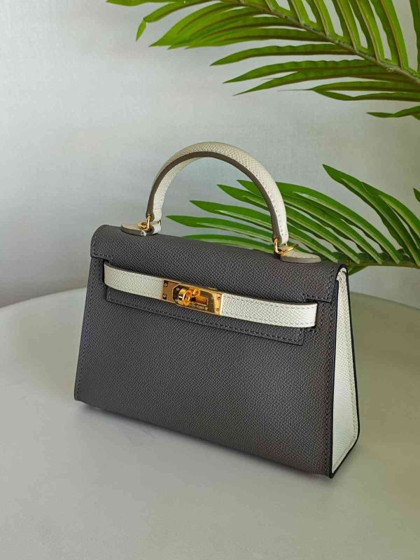 Hermes Mini Kelly Sellier 20 Gris Meyer & Craie Epsom Leather Bag