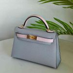 Hermes Mini Kelly 20 Gris Mouette & Mauve Pale
