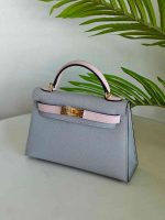 Hermes Mini Kelly 20 Gris Mouette & Mauve Pale