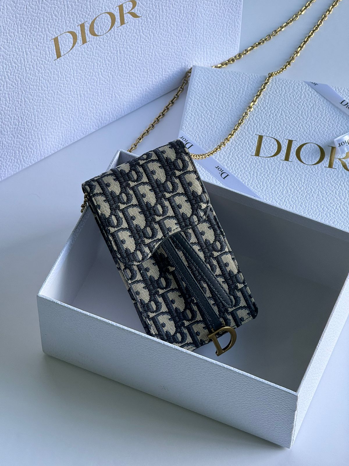 Dior Blue Dior Oblique Jacquard Vertical Saddle Pouch Dior Blue Dior Oblique Jacquard Vertical Saddle Pouch