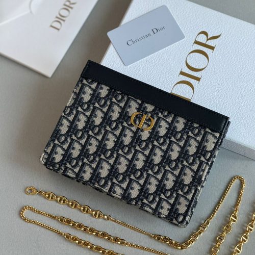 Dior 30 Montaigne Dea Pouch Blue Oblique Jacquard