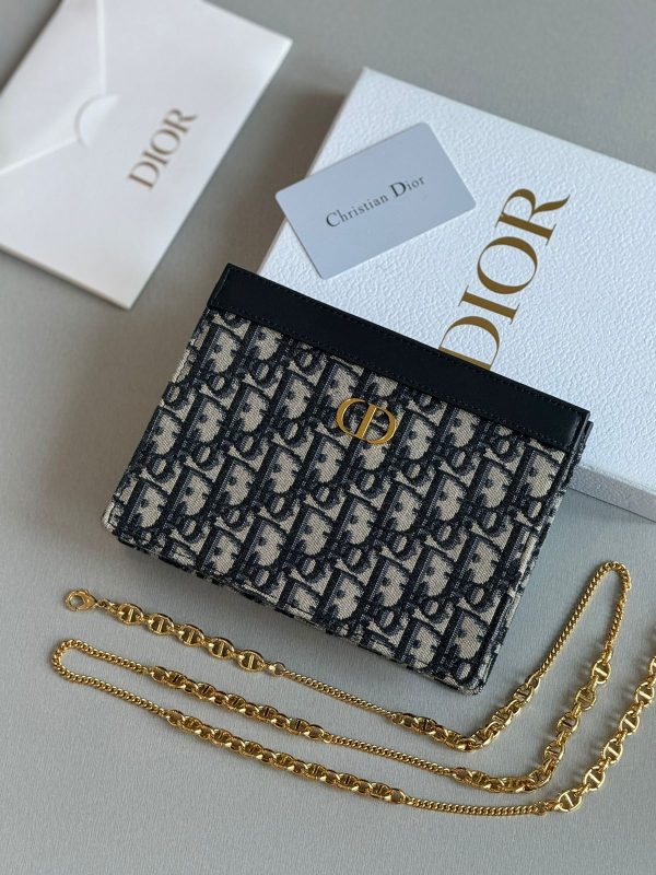 Dior 30 Montaigne Dea Pouch Blue Oblique Jacquard
