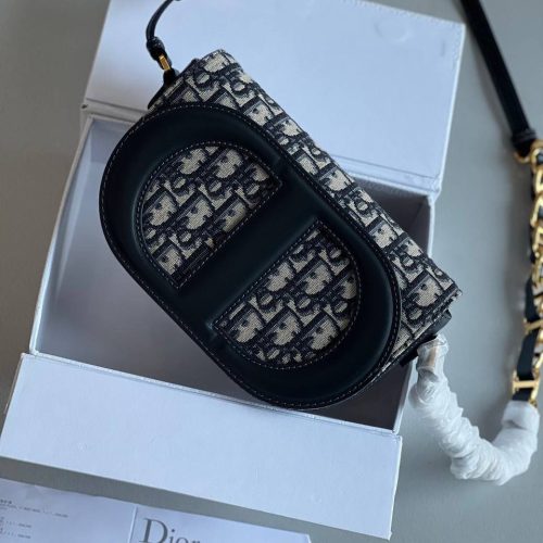 Christian Dior Blue CD Signature Leather Crossbody Bag