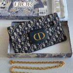 Christian Dior Blue Oblique Diordouble Chain Clutch Bag