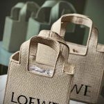 Loewe Font Raffia Tote Bag Beige