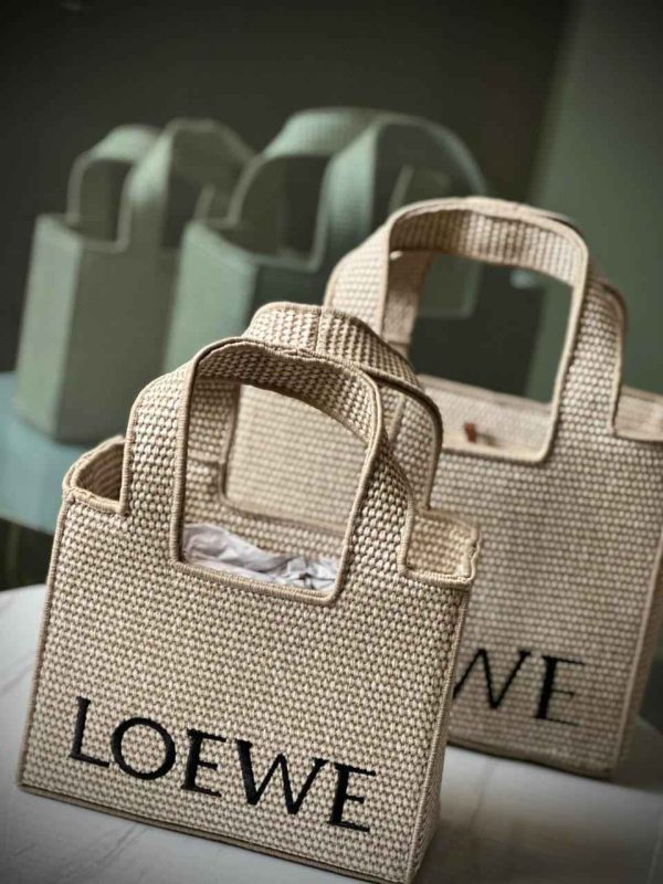 Loewe Font Raffia Tote Bag Beige