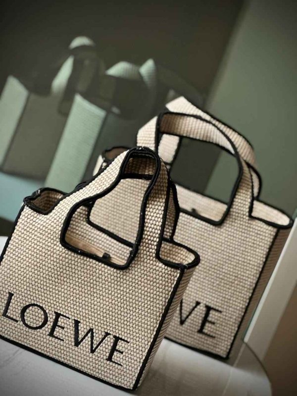 Loewe Font Raffia Tote Bag Natural Black