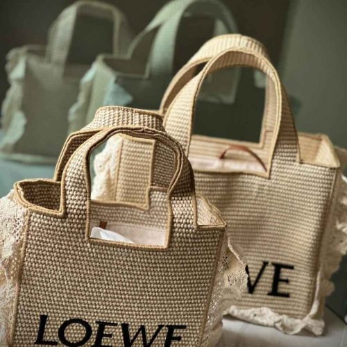 Loewe Font Raffia Tote Bag Natural