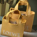 Loewe Font Raffia Tote Bag Yellow