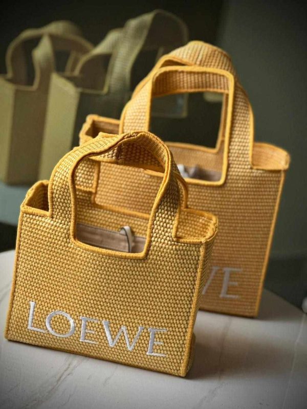 Loewe Font Raffia Tote Bag Yellow