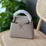 Louis Vuitton Galet Gray Taurillon Leather Capucines Mini Bag