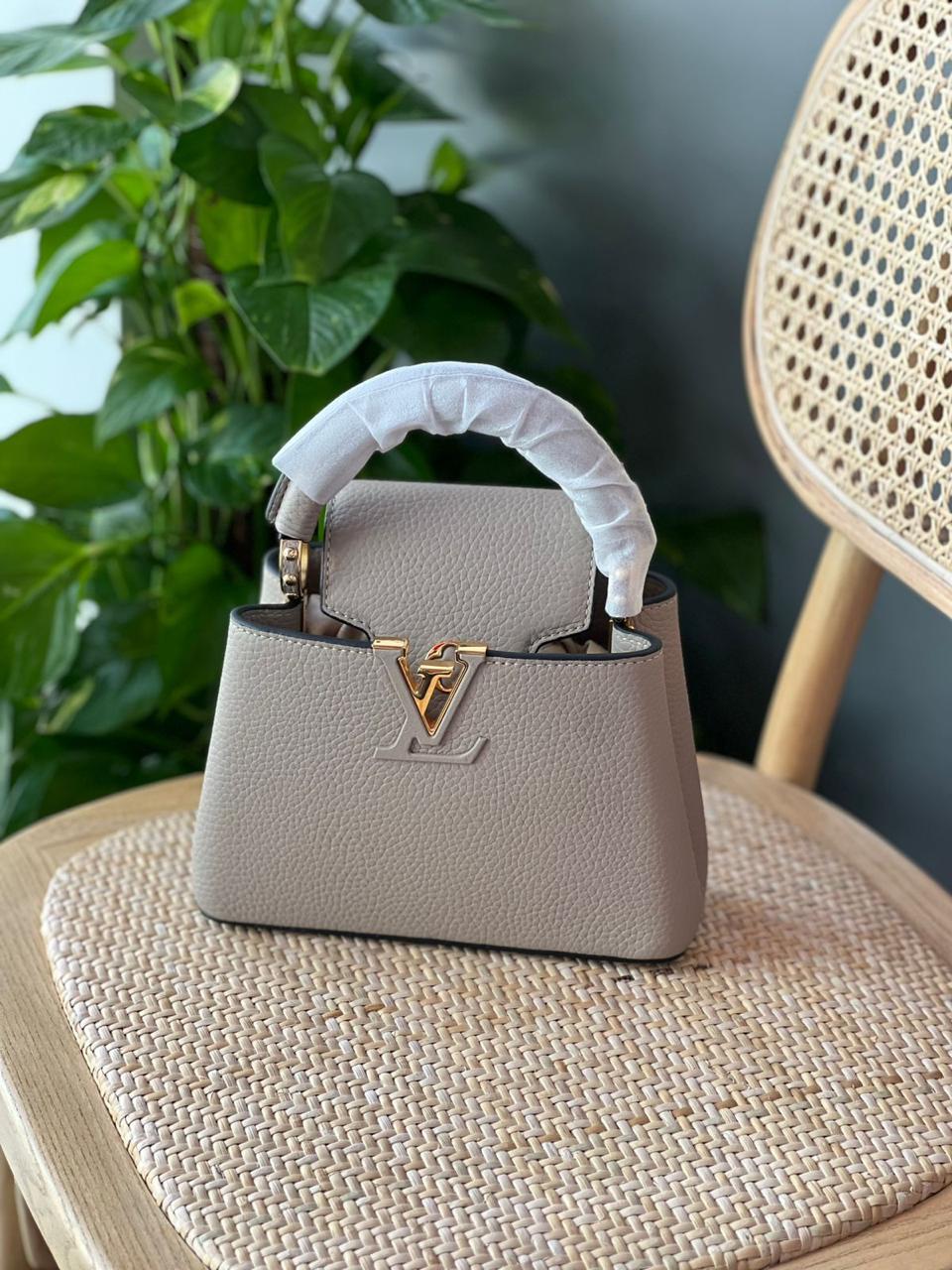 Louis Vuitton Galet Gray Taurillon Leather Capucines Mini Bag Louis Vuitton Galet Gray Taurillon Leather Capucines Mini Bag - Image 1