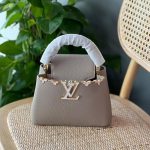 Louis Vuitton Galet Gray Taurillon Leather Mother-of-pearl Effect Flowers Capucines Mini Bag