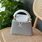 Louis Vuitton Silver Pearl and Beaded Embroidery Crocodile-embossed Top Capucines Mini Bag