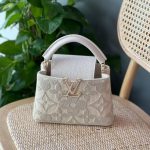 Louis Vuitton Vanilla Embroidered Monogram Flowers Leather Capucines Mini Bag