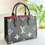 Louis Vuitton On The Go PM Black & Beige Giant Empreinte Monogram Canvas Tote Bag