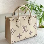 Louis Vuitton Onthego PM Creme Bois De Rose Giant Empreinte Monogram Canvas Tote Bag